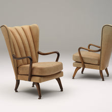 Load image into Gallery viewer, Vintage Art Deco Wingback Leather Armchair - pair