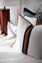 Load image into Gallery viewer, Riva Navy linen stripe blue cushion (50 x 50)