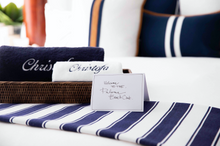 Load image into Gallery viewer, Riva Navy linen stripe blue cushion (50 x 50)