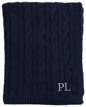 Load image into Gallery viewer, Paloma Living Cable knit navy throw (130 x 170)