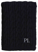 Load image into Gallery viewer, Cable knit black throw (130 x 170)