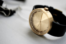 Load image into Gallery viewer, LEFF Tube watch D42 brass with black leather strap