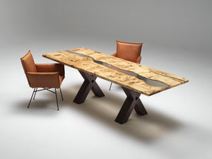 English 'Pip crown poplar 'river' resin dining table