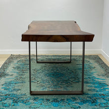 Load image into Gallery viewer, Solid, walnut slab table, natural &#39;waney&#39; edge
