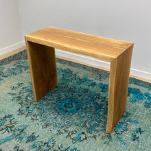 Load image into Gallery viewer, Solid Oak console with pewter inlay
