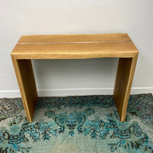 Load image into Gallery viewer, Solid Oak console with pewter inlay
