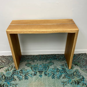 Solid Oak console with pewter inlay