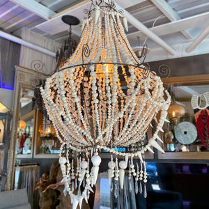 MUD Clay and Crystal Chandelier - white