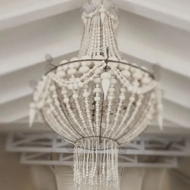 MUD Clay and Crystal Chandelier - white