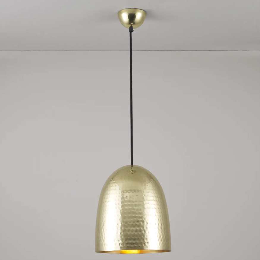 'Stanley' hammered brass pendant light (Medium)