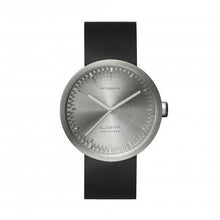 Load image into Gallery viewer, Tube watch D42 steel with black leather strap
