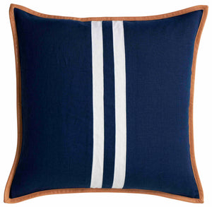 Riva Navy linen stripe blue cushion (50 x 50)