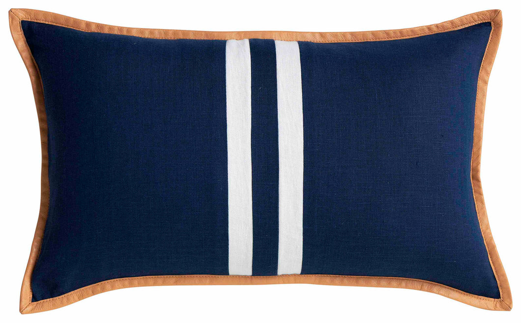 Riva Navy linen stripe blue cushion (30 x 50)