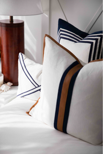 Riva Navy linen stripe blue cushion (30 x 50)