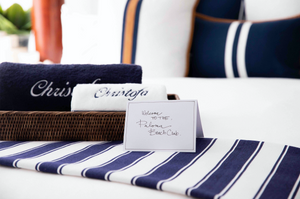 Riva Navy linen stripe blue cushion (30 x 50)