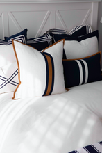Load image into Gallery viewer, Riva Navy linen stripe blue cushion (30 x 50)
