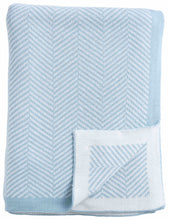 Load image into Gallery viewer, Sky blue and white herringbone throw (130 x 170)
