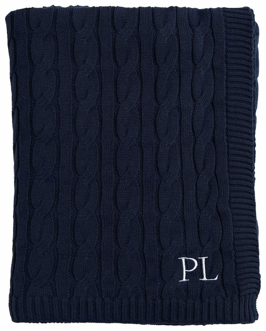 Cable knit navy throw (130 x 170)