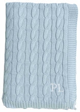 Load image into Gallery viewer, Sky blue cable knit throw (130 x 170)
