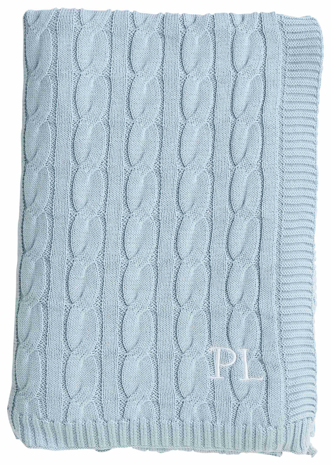 Sky blue cable knit throw (130 x 170)
