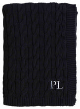 Load image into Gallery viewer, Cable knit black throw (130 x 170)
