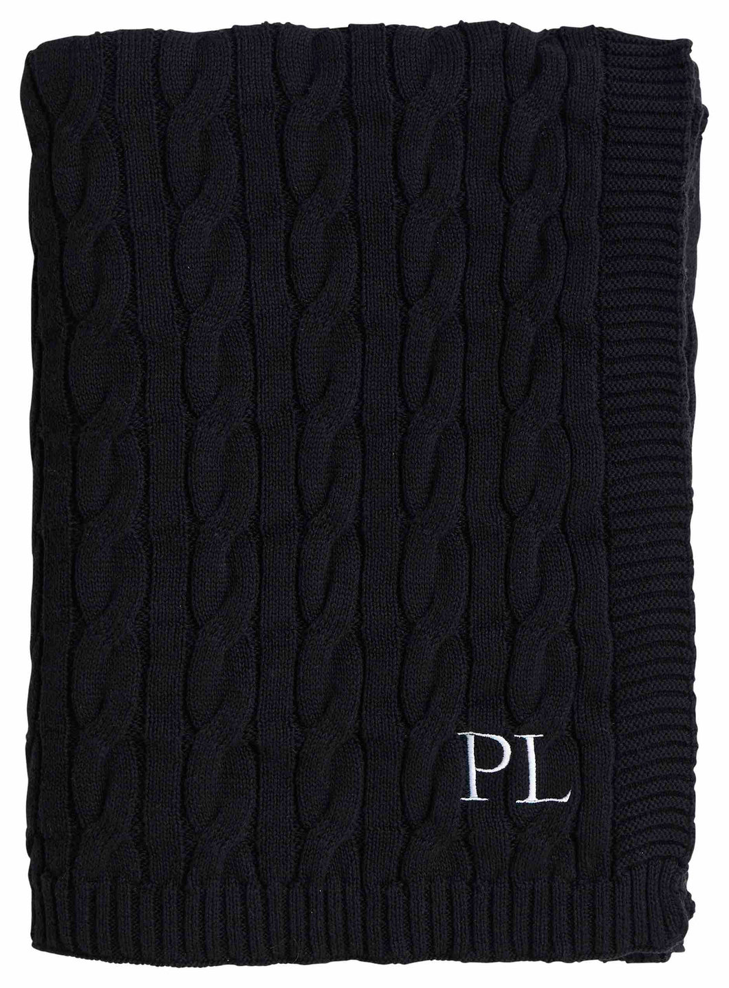 Cable knit black throw (130 x 170)