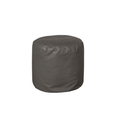 Round Fatty Footstool in Black Leather